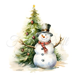 12 Sneeuwpop Kerst Clipart Pack Kerst JPG Digitale Download 300 DPI Commercieel gebruik Digitaal Papier Kerstkaart Maken Art Image Bundle