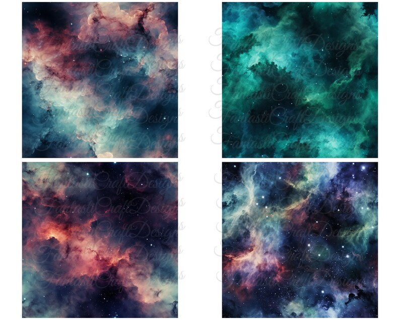 20 Galaxy Nebula Space Night Sky SEAMLESS Digital Paper Texture Pack ...