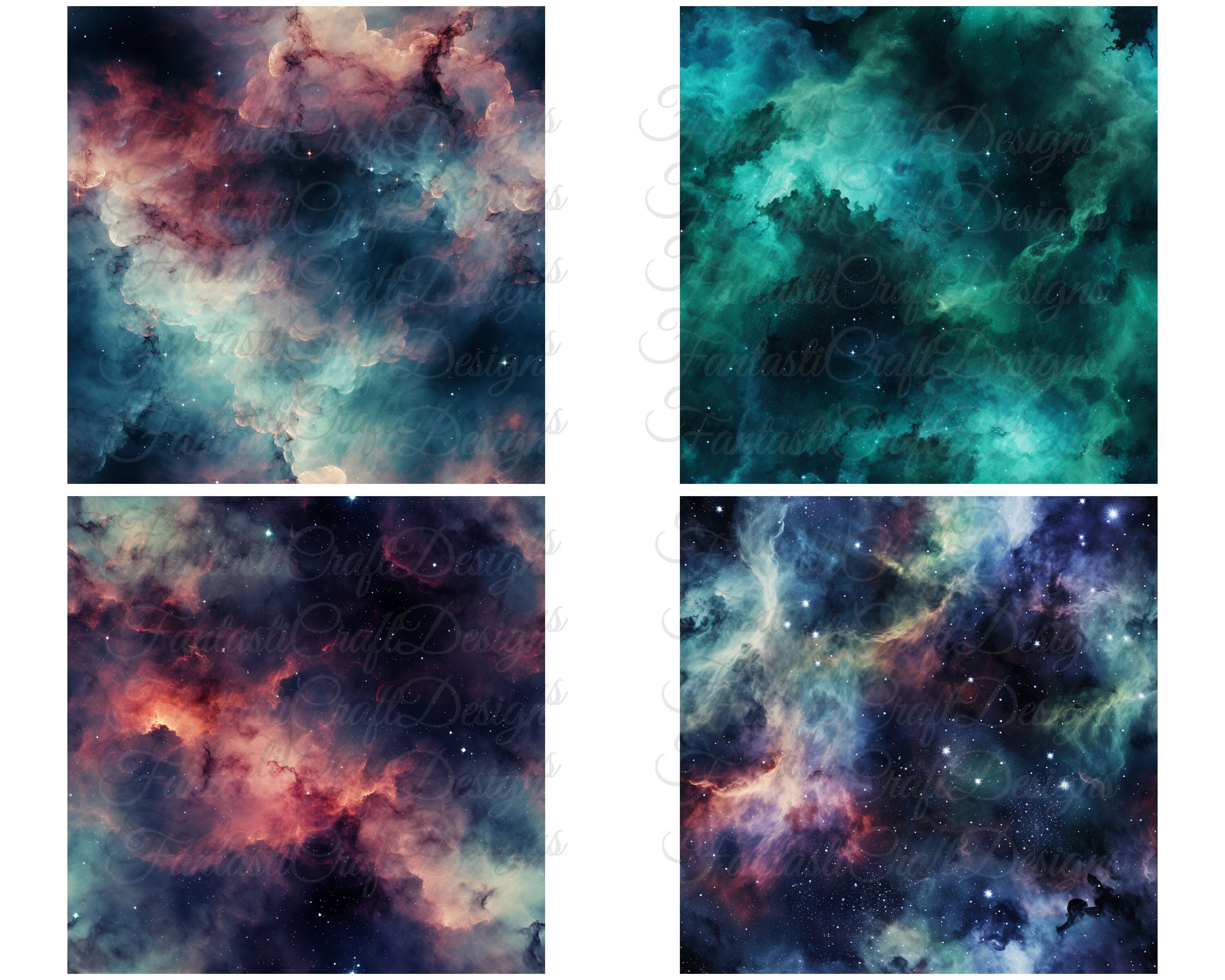 20 Galaxy Nebula Space Night Sky SEAMLESS Digital Paper Texture Pack ...