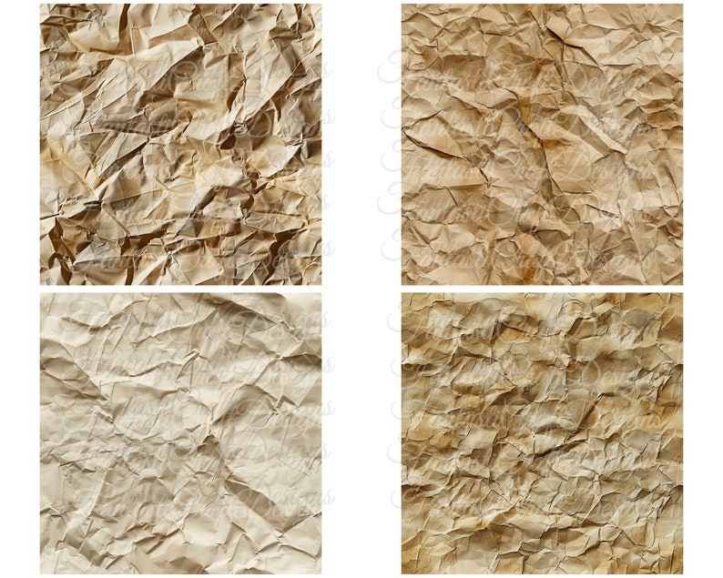 Old Wrinkled Paper Digital Paper Texture 20 Pack Seamless Different ...