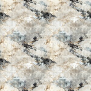 May include: Abstract seamless pattern with a white background and gray, blue, and gold marble veins. The pattern is perfect for use in home decor, fashion, and other design projects.