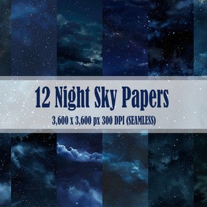 Nachtelijke hemel 12 NAADLOOS digitaal papier Galaxy Stars Nebula ruimte textuur Pack patronen achtergronden plakboeken commercieel gebruik JPGs 300 DPI JPEG