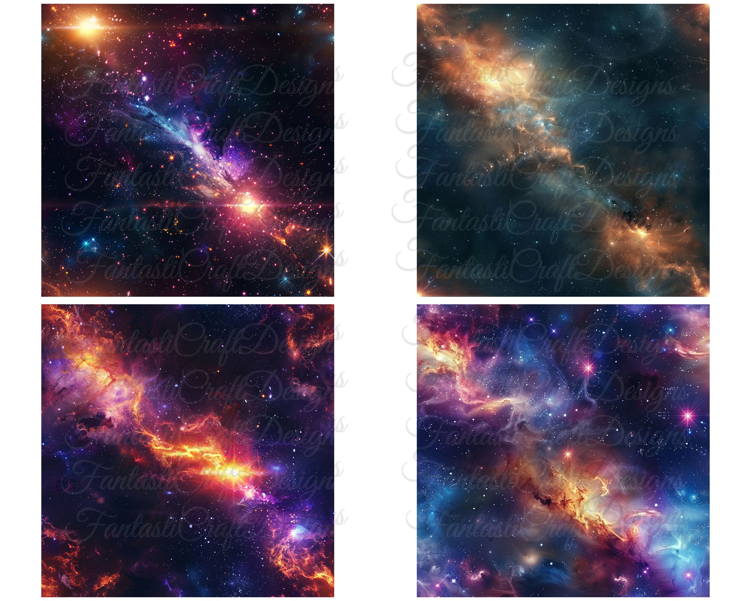 Nebula Space Clouds Galaxy Digital Paper 20 Pack Seamless Galaxy ...