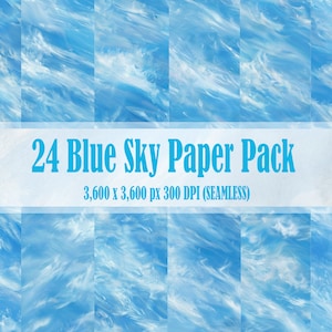 24 Blue Sky SEAMLESS Digital Paper Soft Gradient Paint Texture Pack Patterns Backgrounds Scrapbooks Texture Commercial Use JPGs 300 DPI JPEG