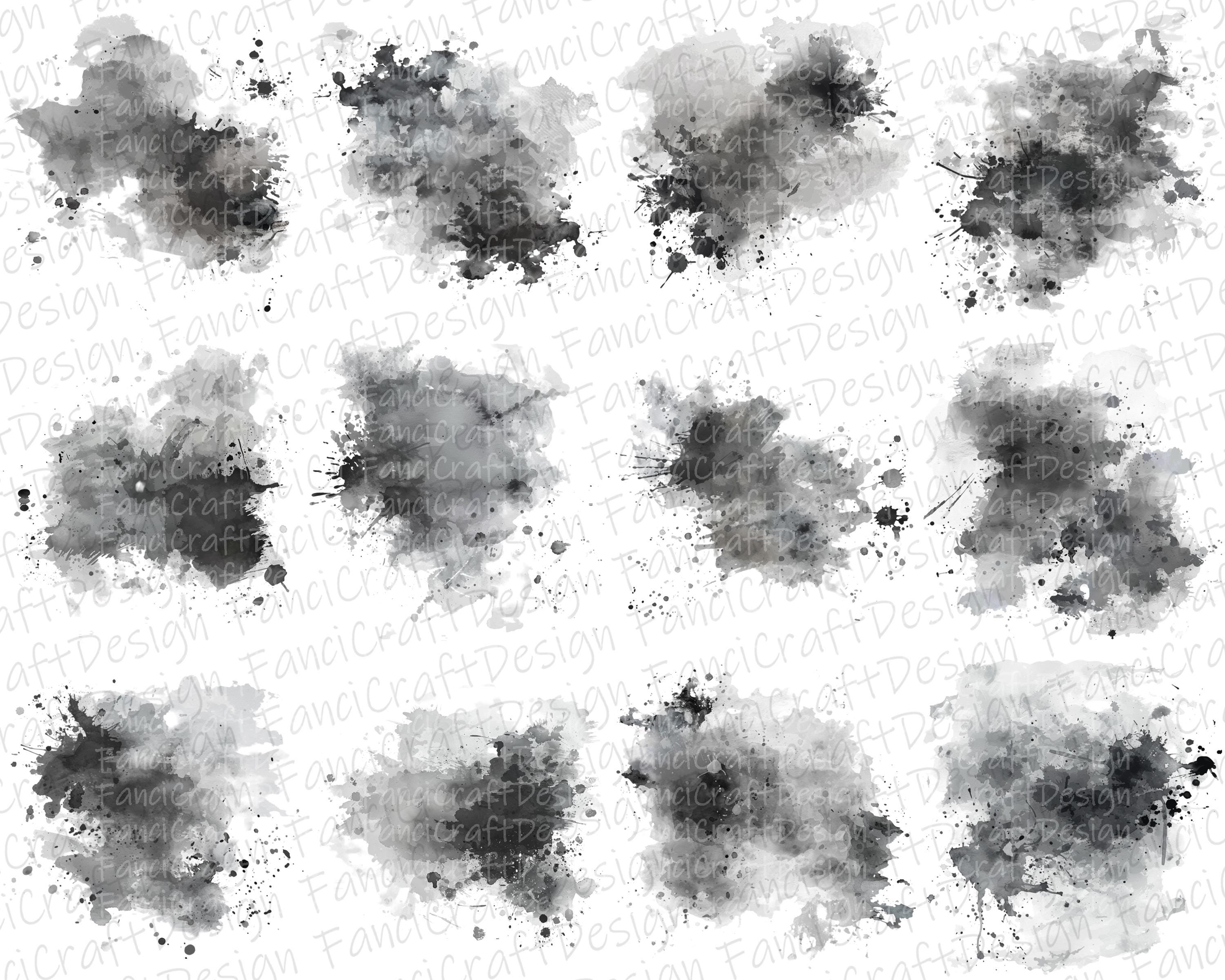 12 Gray Paint Splatter Splash Watercolor Clipart Gray Splash Pack PNG ...