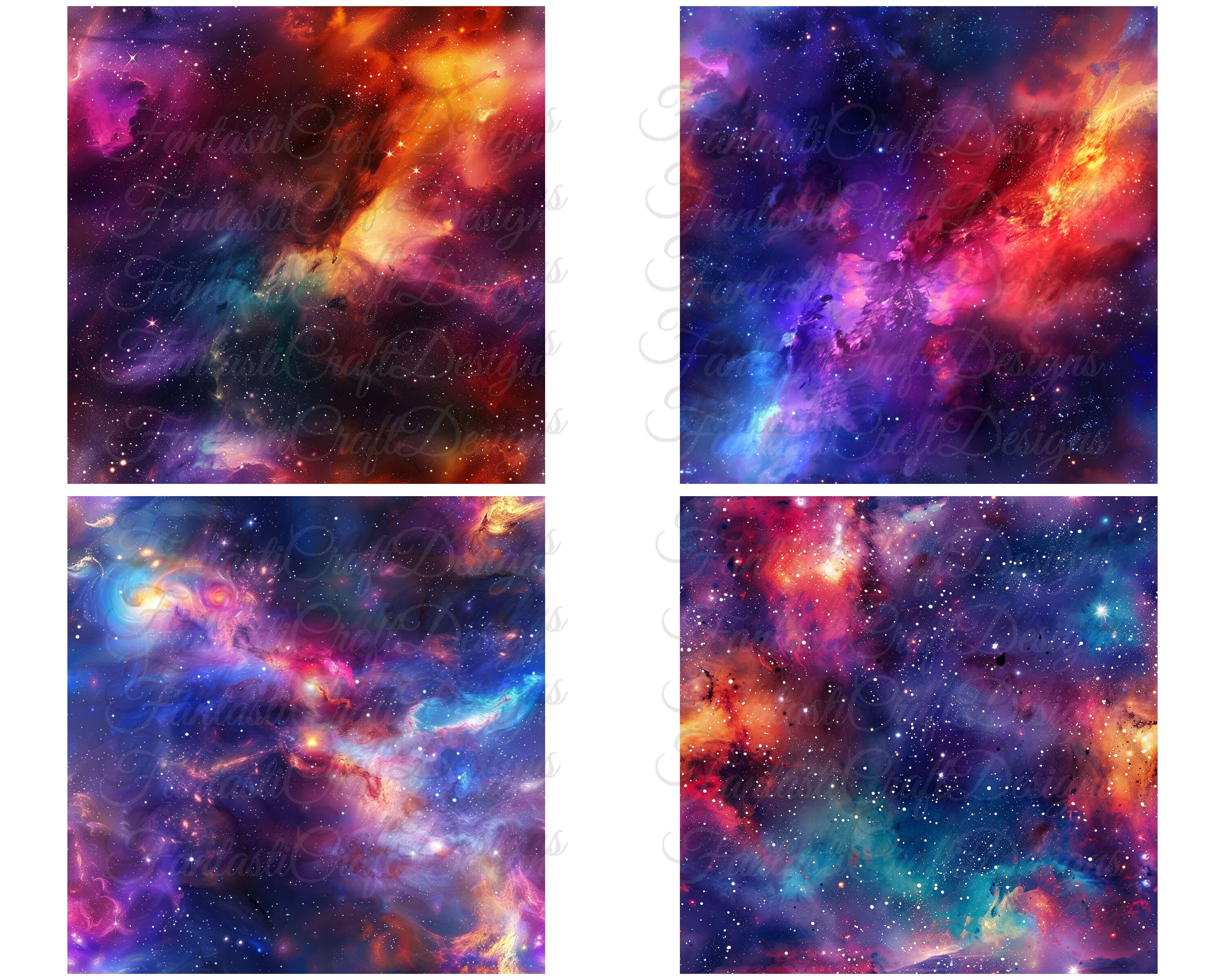 Space Clouds Galaxy Digital Paper 20 Pack Seamless Universe Commercial ...