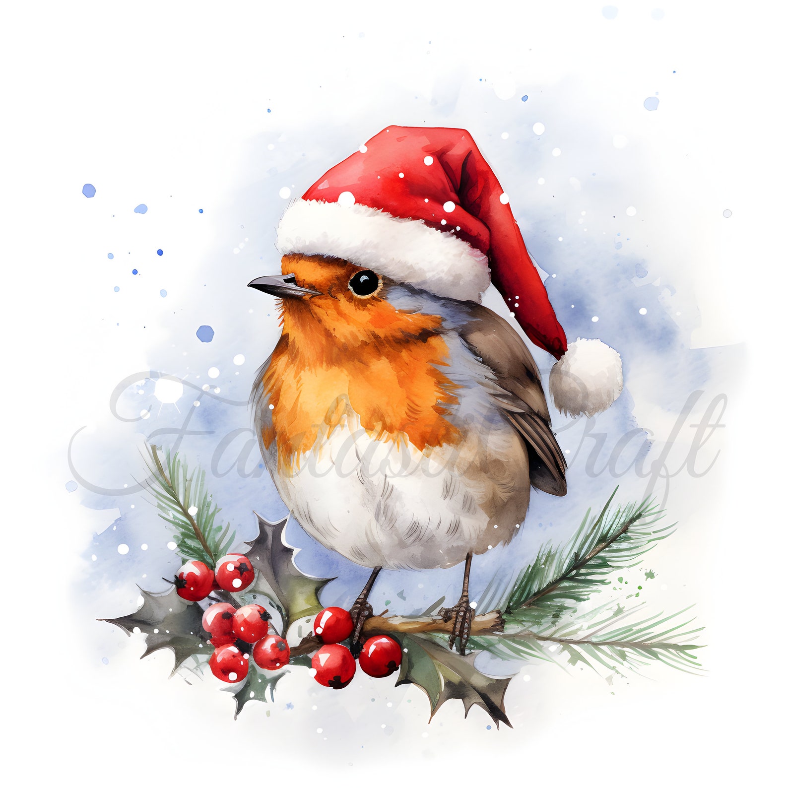 12 Christmas Robin Clipart Pack Christmas Bird JPG Digital Download 300 ...