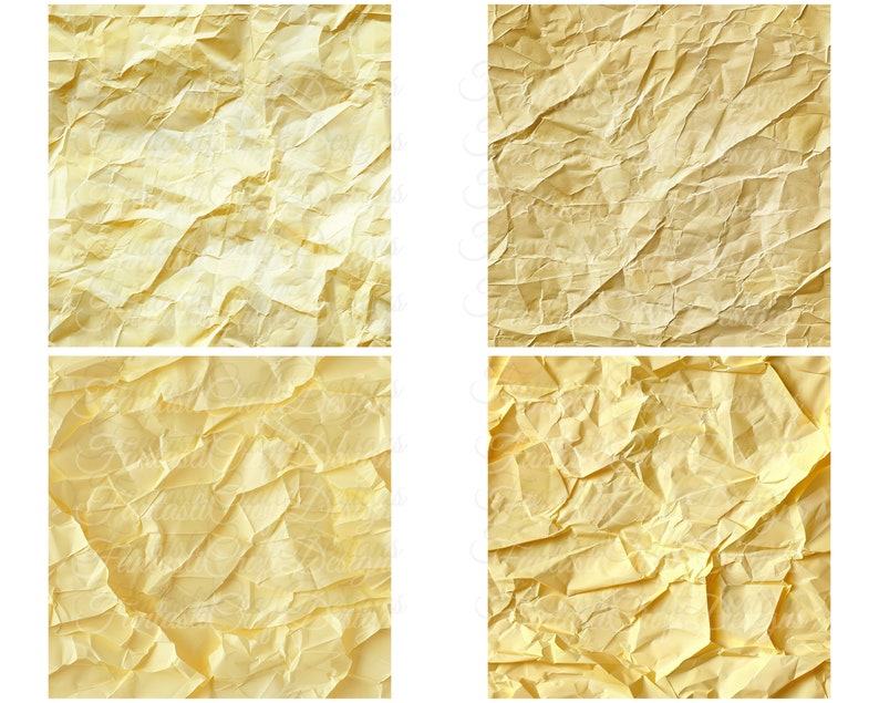 Yellow Rinkled Paper Yellow Wrinkled Paper Digital Paper Texture 18 Pack Seamless Different ...