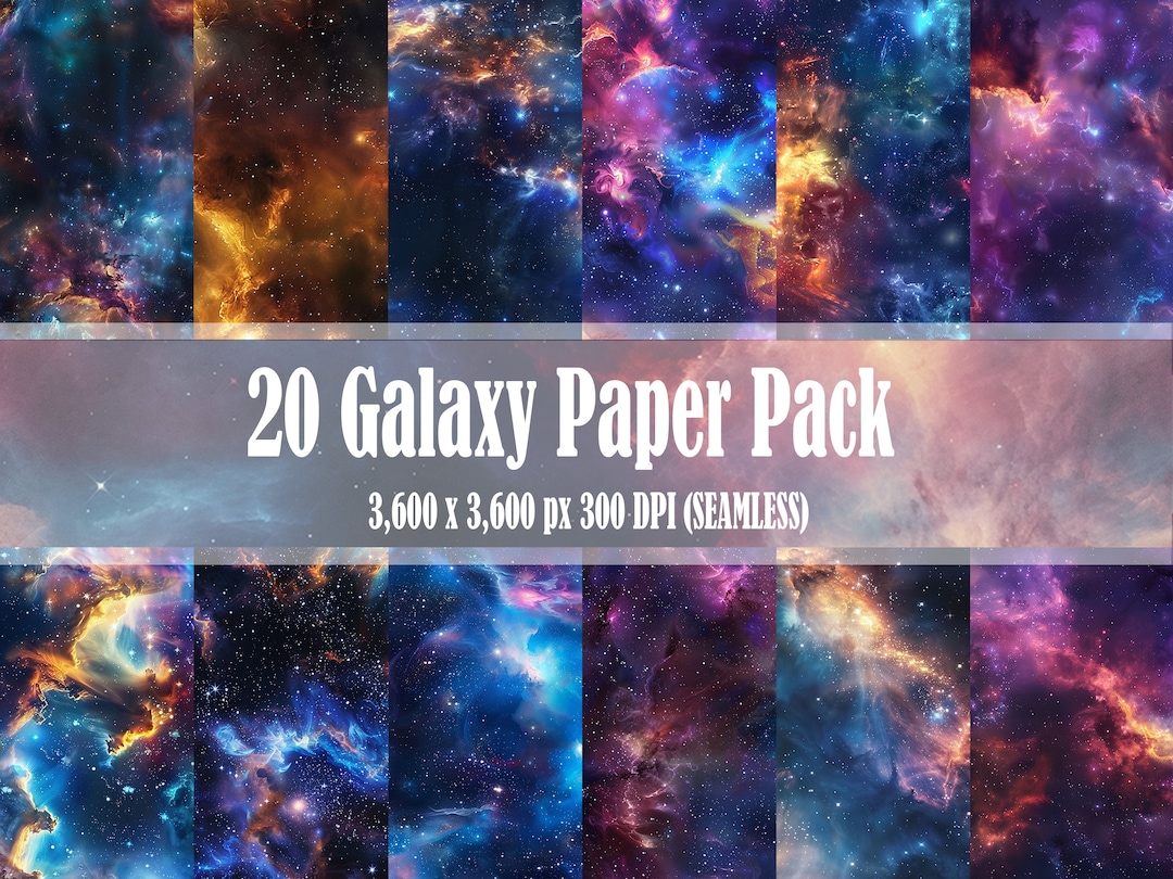Space Clouds Galaxy Digital Paper 20 Pack Seamless Universe Commercial ...
