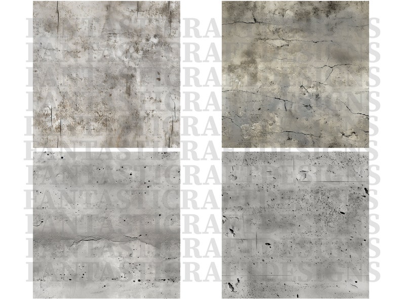 24 Concrete Digital Paper Texture Pack Seamless Different Patterns ...