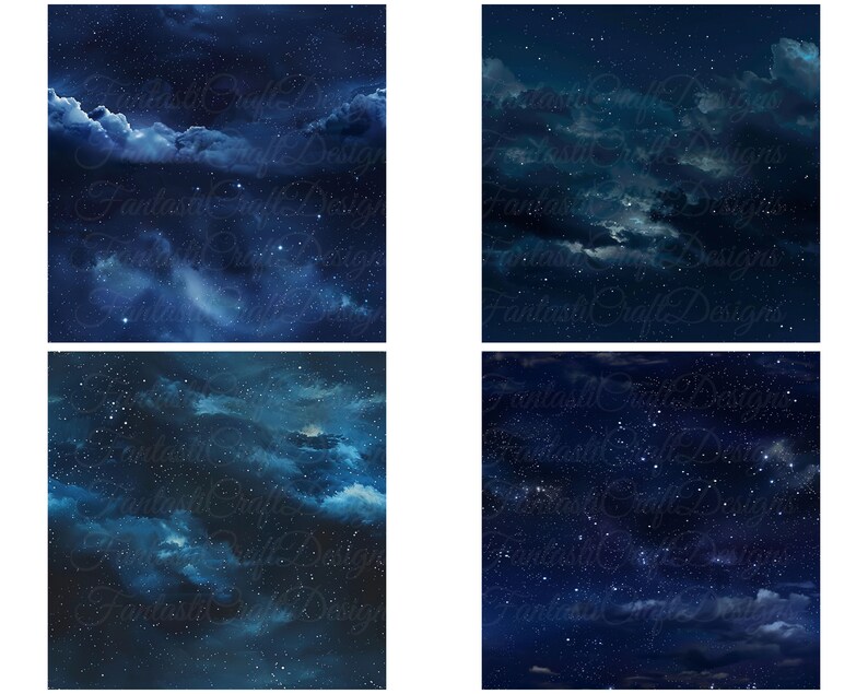 Night Sky 12 SEAMLESS Digital Paper Galaxy Stars Nebula Space Texture ...