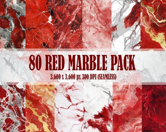 Rosy Red Marble Digital Paper 80 Marble Seamless Patterns Backgrounds Scrapbooks Texture Commercial Use PNG 300 DPI