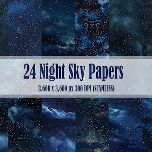 Nachtelijke hemel 24 NAADLOOS digitaal papier Galaxy Stars Nebula Space Texture Pack patronen achtergronden Plakboeken Commercieel gebruik JPGs 300 DPI JPEG