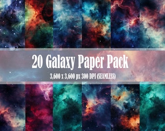 20 galaxnebula rymden natthimmel sömlös digital papperstexturpaket mönster bakgrunder klippböcker textur kommersiell användning JPG 300 DPI JPEG