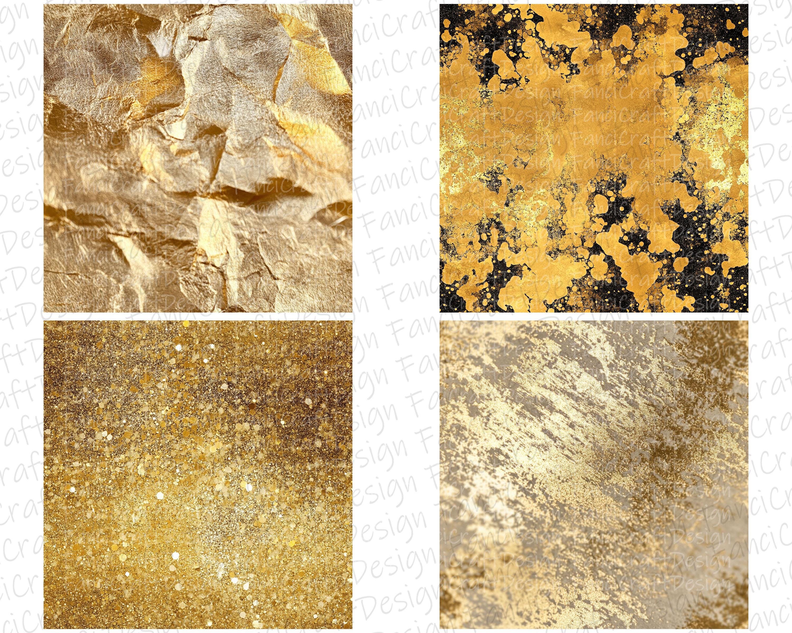 Gold Foil Digital Paper 24 Pack Shiny Metal Texture Metallic Seamless ...