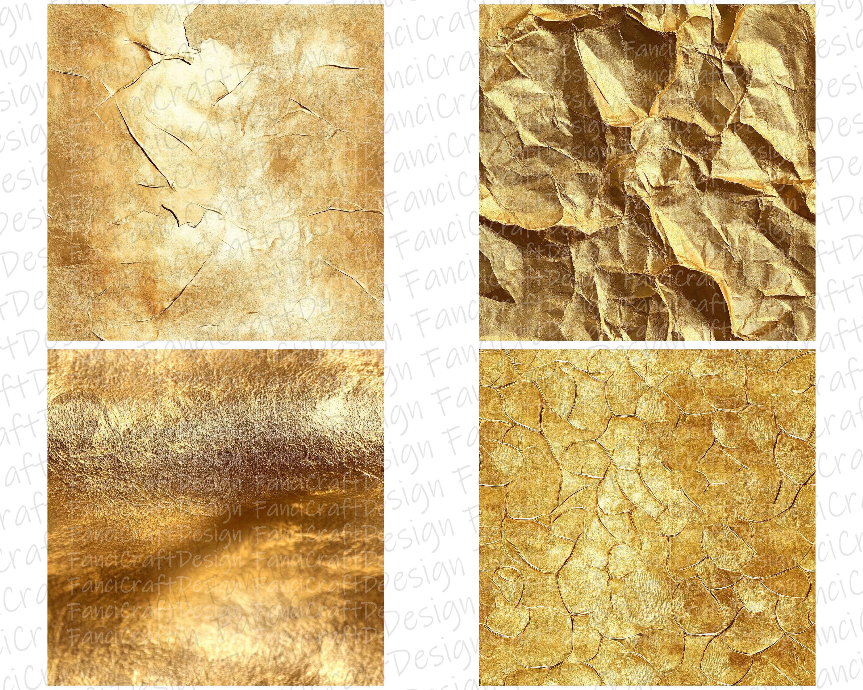Gold Foil Digital Paper 24 Pack Shiny Metal Texture Metallic Seamless ...