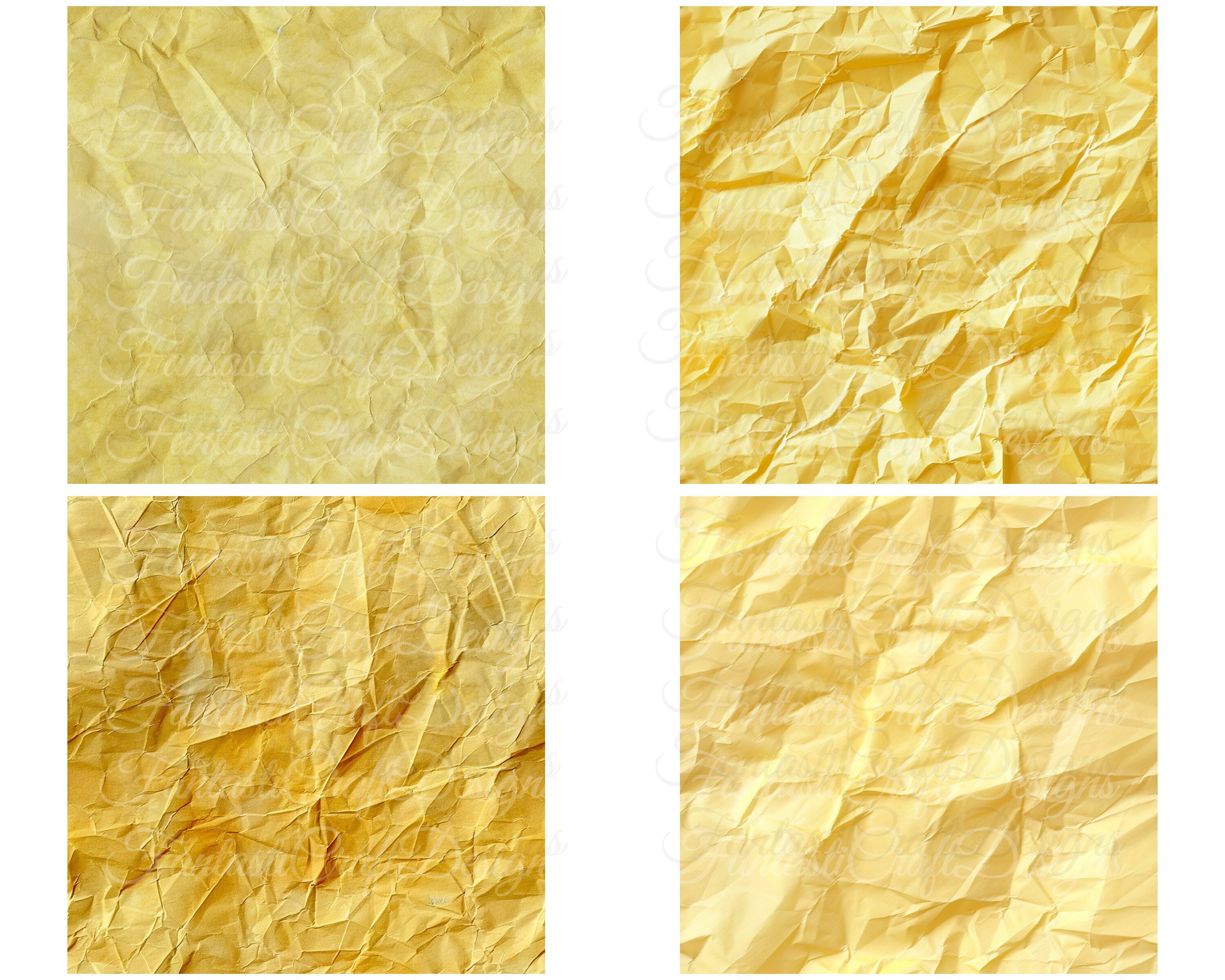 Yellow Rinkled Paper Yellow Wrinkled Paper Digital Paper Texture 18 Pack Seamless Different ...