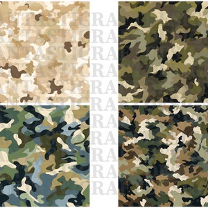 20 Camouflage Digital Paper Military Pack Seamless Different Patterns Colors Backgrounds Scrapbooks Texture Commercial Use JPGs 300 DPI JPEG image 2