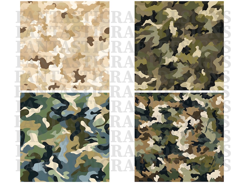 20 Camouflage Digital Paper Military Pack Seamless Different Patterns Colors Backgrounds Scrapbooks Texture Commercial Use JPGs 300 DPI JPEG image 2