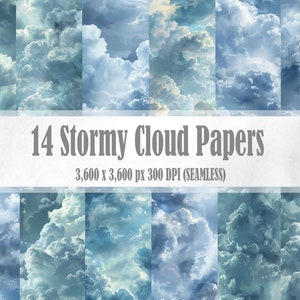 14 Cielo nuvoloso SEAMLESS Carta digitale Soft Gradient Art Texture Pack Modelli Sfondi Scrapbooks Texture Uso commerciale JPG 300 DPI JPEG