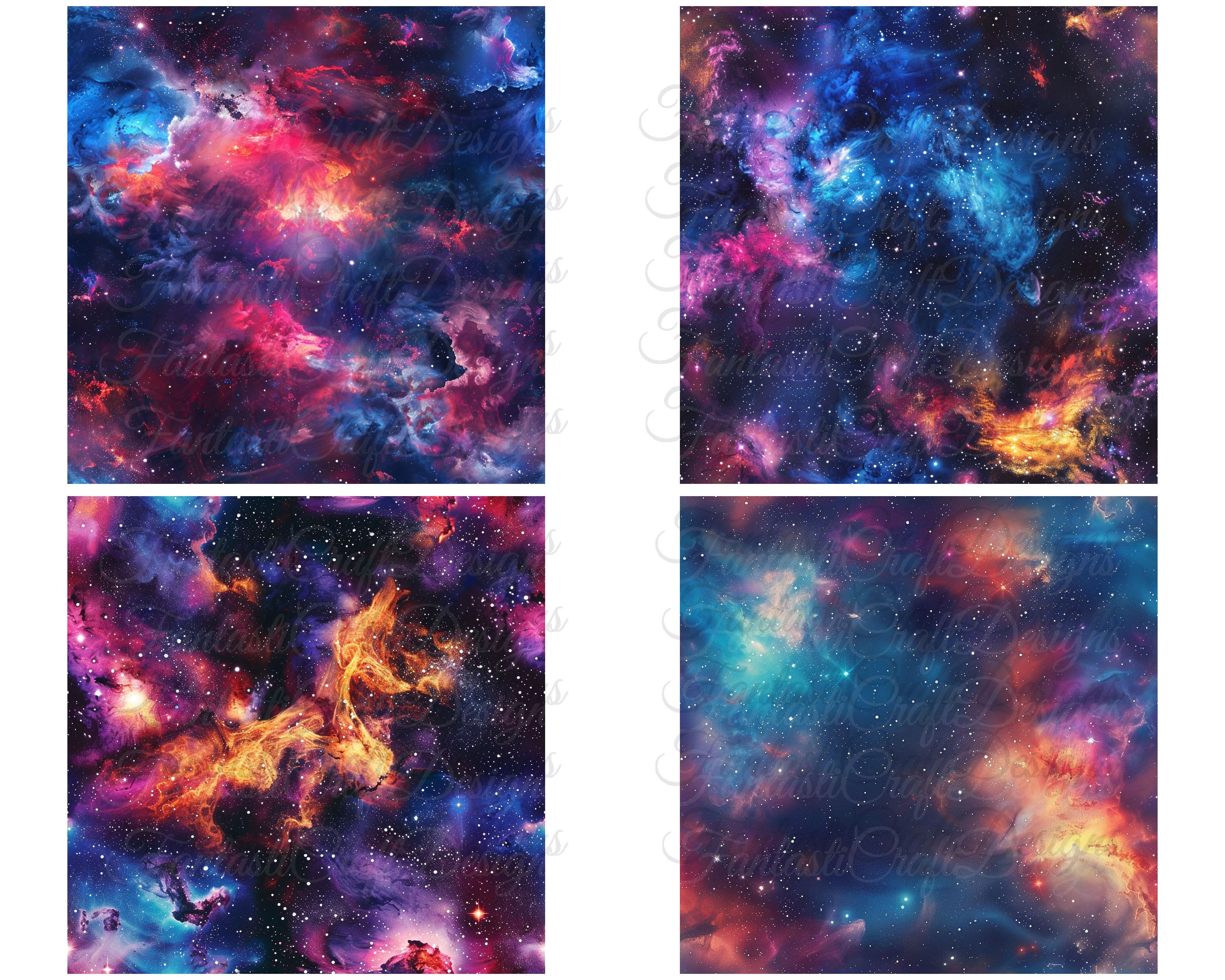 Space Clouds Galaxy Digital Paper 20 Pack Seamless Universe Commercial ...