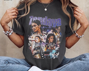 Camiseta Comfort Colors Zendaya Euphoria Collage, Camiseta Retro para Fans de la Actriz FD