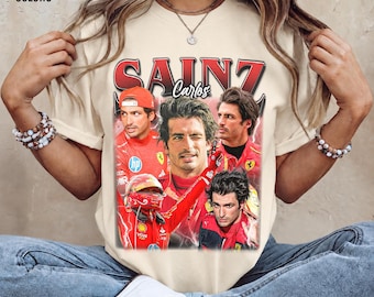 Carlos Sainz Formule 1 T-shirt, T-shirt met grafische print in comfortabele kleuren, merchandise voor motorsportfans FD