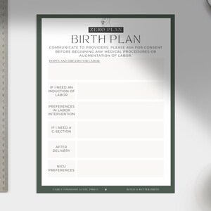 Zero Plan Geburtsplan Vorlage, Printable PDF