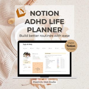ADHD Life Planner Notion Template | Digital Life Dashboard for Adults, Routine Tracker, To-Do List, Focus Planner