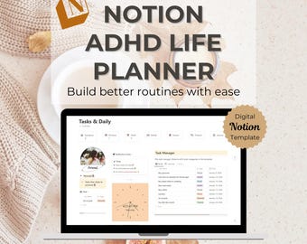 ADHD Life Planner Notion Template | Digital Life Dashboard for Adults, Routine Tracker, To-Do List, Focus Planner
