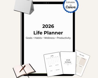 2026 Life Planner | Minimalist Planner | Daily Weekly Monthly Planner | Goal Setting | Habit & Mood Tracker | Calendar