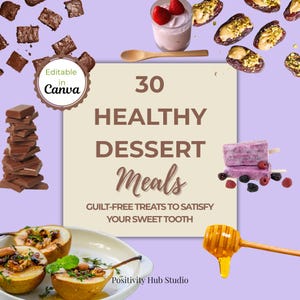 30 Healthy Dessert Recipes | Printable Canva E-Book | Editable Recipe Template | Guilt-Free Sweets Cookbook | Customizable Meal Guide