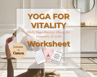 Yoga Worksheet Printable | 30-Day Yoga Tracker, Goals, & Reflection | Mindfulness and Flexibility Planner for Beginners | Yoga For Beginner