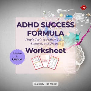 ADHD Worksheets for Focus and Routines | Printable ADHD Tools for Adults and Kids | Productivity, Routines, Habits & Focus