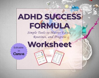 ADHD Worksheets for Focus and Routines | Printable ADHD Tools for Adults and Kids | Productivity, Routines, Habits & Focus