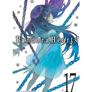 May include: A manga volume cover featuring a young woman with long purple and blue hair, wearing a blue dress and chained with a blue background. The title "Pandora Hearts" is written in large, bold letters with the volume number "17" in the bottom right corner.