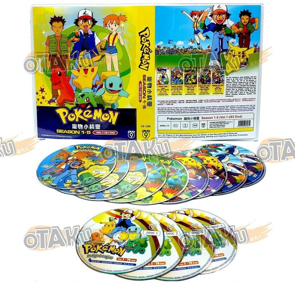 Anime DVD Pokemon Complete Series Season 1-5 Vol.1-283 End English Dubbed