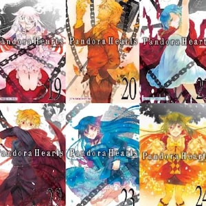 May include: A collection of six manga volumes of Pandora Hearts, volumes 19 through 24. The covers feature colorful illustrations of the characters from the series.