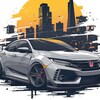 Honda Civic Type R Modified JDM Drifter Sports Car Art Poster ...