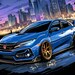 Honda Civic Type R Modified JDM Drifter Sports Car Art Poster ...