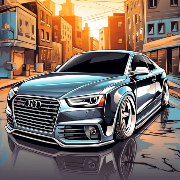 Audi S5 Luxury Sports Car Art Poster Background Wallpaper Imprimable Téléchargement numérique svg png jpg pdf