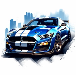 Ford Mustang Shelby GT500 Muscle Car Sports Car Art Background Wallpaper Printable Digital Download svg png jpg pdf