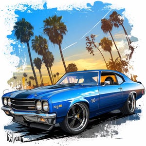 Chevrolet Nova SS Chevy Muscle Car Classic Cars Background Wallpaper Wall Art Poster Printable Digital Download svg png jpg pdf