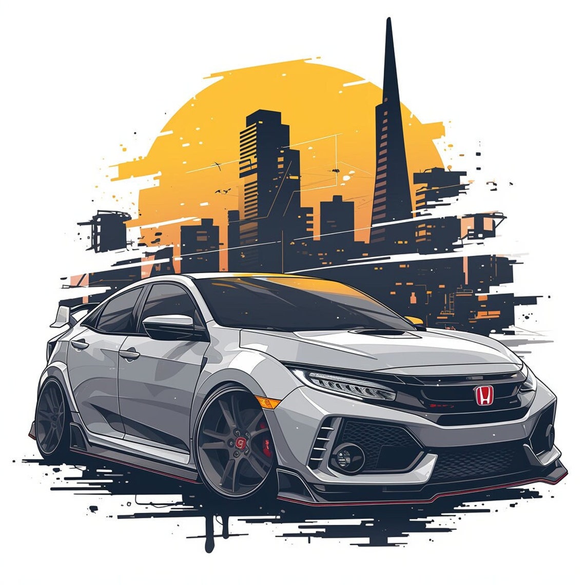 Honda Civic Type R Modified JDM Drifter Sports Car Art Poster ...