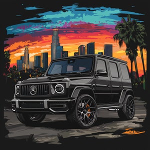 メルセデス G63 G-ワゴン スポーツ ラグジュアリー SUV ポスター ウォールアート 背景 壁紙 印刷可能 デジタルダウンロード svg png jpg pdf