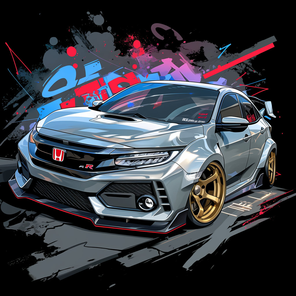 Honda Civic Type R Sport Modified JDM Drifter Sports Car Art Poster ...