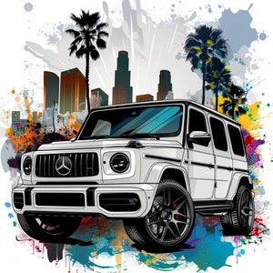 Mercedes G63 G-Wagon Sport Luxus Suv Poster Wand Kunst Hintergrund Wallpaper Printable Digital Download svg png jpg pdf