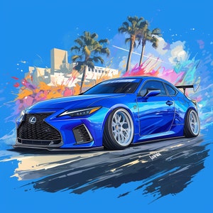 Lexus IS250 IS300 IS350 IS500 Drift Car Stance Luxury Sports Car Art Poster Background Wallpaper Printable Digital Download svg png jpg pdf