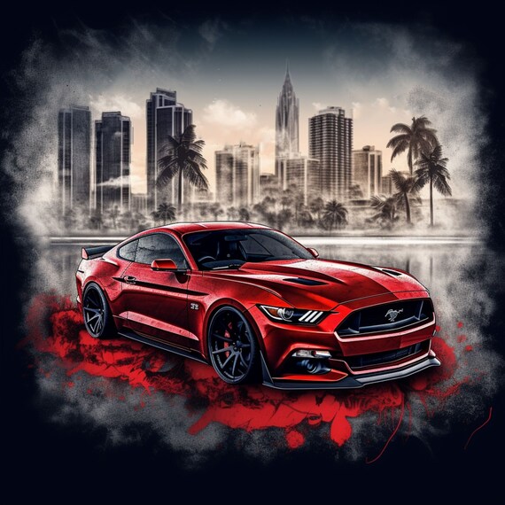 Ford Mustang American Muscle Car Sports Car Art Background.