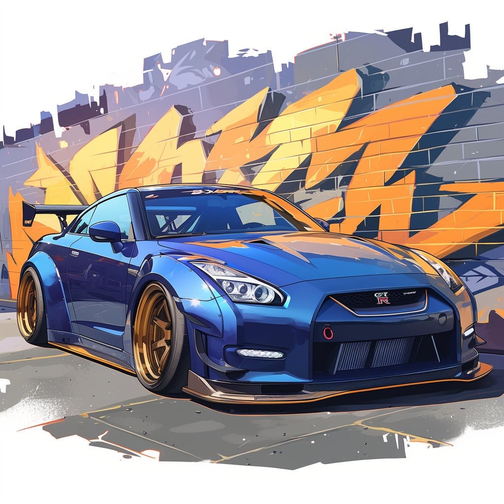 Nissan GT-R Nismo GTR Drifter Luxury Sports Car JDM Poster Wall Art Background Wallpaper Printable Digital Download svg png jpg pdf